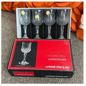 ❣️🆕4 Longchamp Collection Cristal d'arques Genuine Lead Crystal 2 oz Goblets❣️